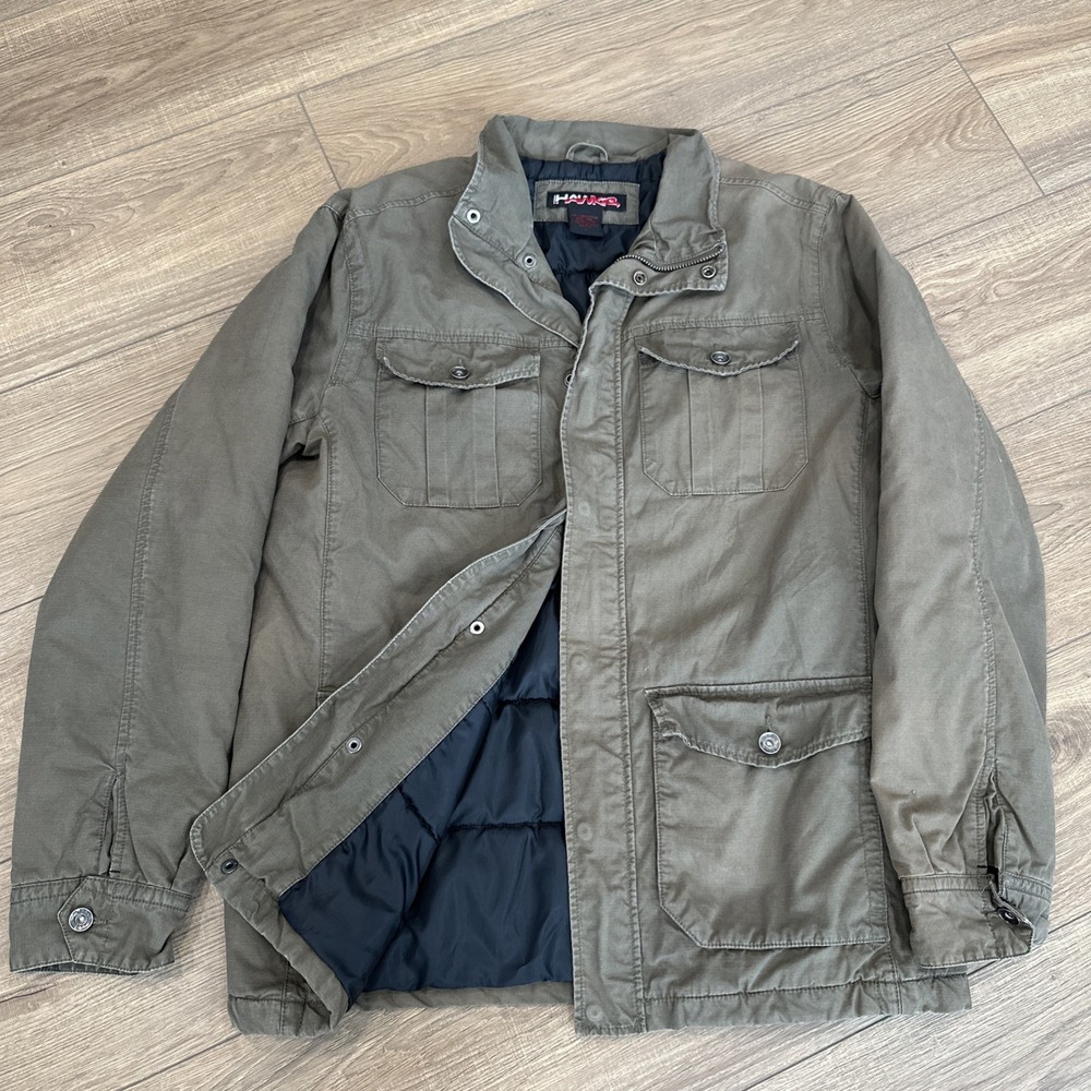 Tony Hawk Jacket Mens L Olive Green Insulated Military Bomber Y2K Skater